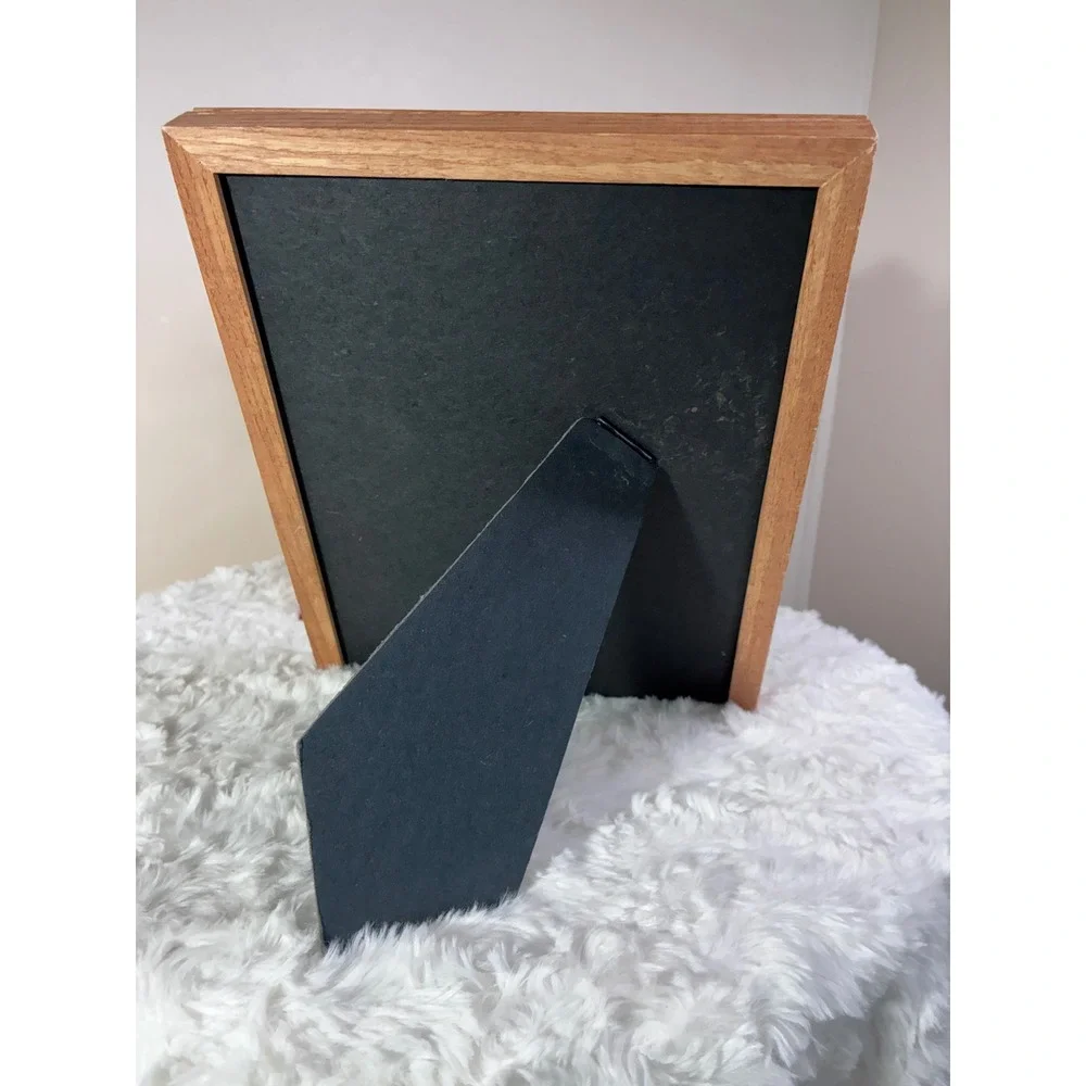Vintage Wooden Picture Frame Solid Oak Tabletop Decor 8x10 Matte Glass